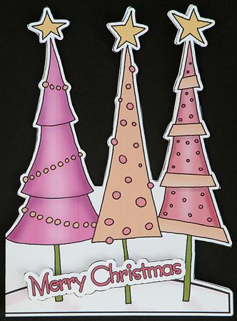 Funky Xmas Trees Shaped Card by Suzi Cooper