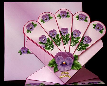 Pansy Fan Pop Up Spring Back Card Kit by Suzi Cooper