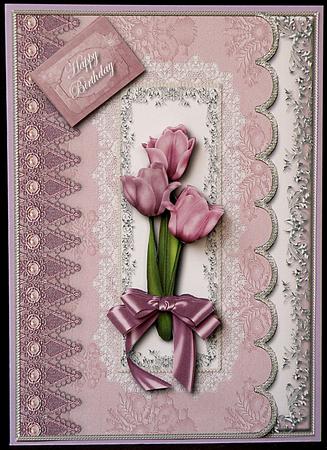 Lilac Tulips Scalloped Card by Suzi Cooper