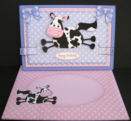 3D Milly Moo Cow Animated Moveable Decoupage Card Kit by Suzi Cooper