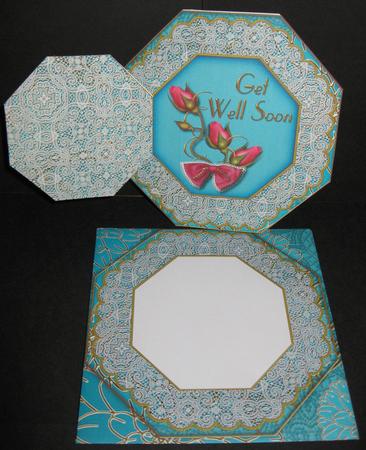 Peacock Rose Get Well Soon Octagon Lace 3D Locket Card Kit by Suzi Cooper