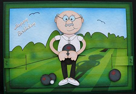 3D Bowls Man Animated Moveable Decoupage Card Kit by Suzi Cooper