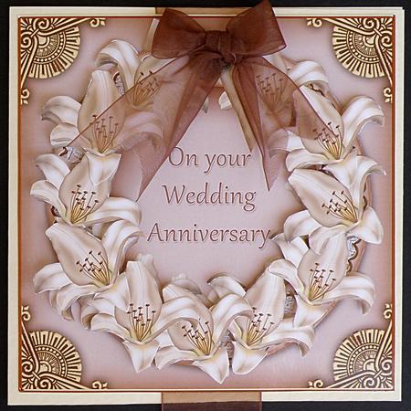Cream Lily Anniversary Decoupage 3D Ring Sheet by Suzi Cooper