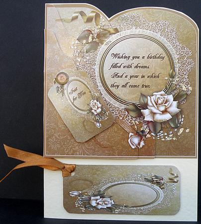 Cream Rose Birthday Tags and Bookmark by Suzi Cooper