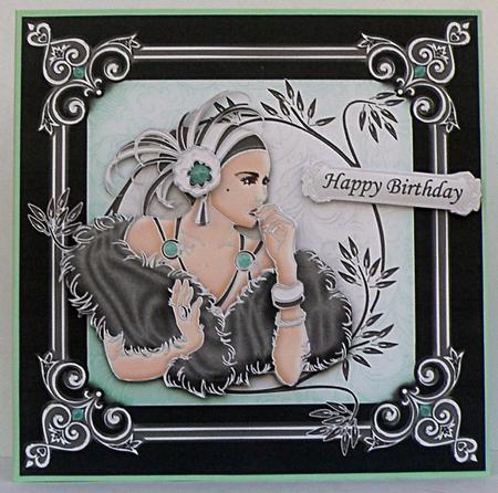 Art Deco Lady Black Silver Decoupage by Suzi Cooper