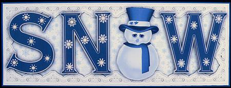 Snowman Snow in Blue Large Dl Card Front with Step by Step by Suzi Cooper