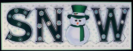 Snowman Snow in Green Large Dl Card Front with Step by Step by Suzi Cooper