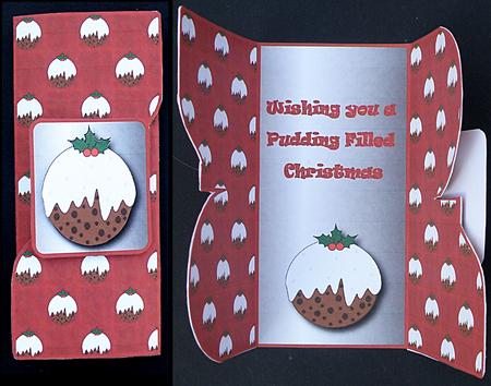 Christmas Pudding Gatefold Card by Suzi Cooper