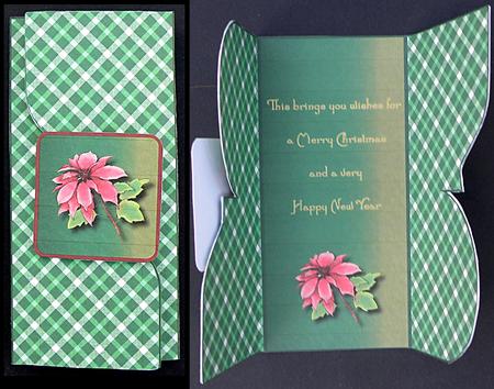 Green Poinsettia Gatefold Interlocking Card by Suzi Cooper