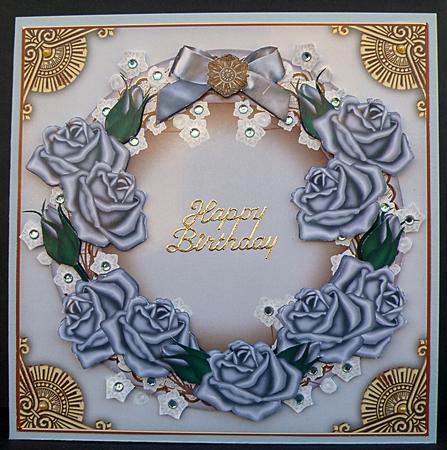 Blue Roses Plain Decoupage 3D Ring Sheet by Suzi Cooper