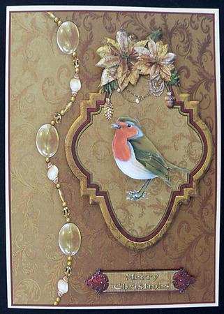 Golden Christmas Robin with Decoupage & Tag by Suzi Cooper