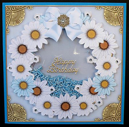 Pale Blue Daisies 3D Ring Shaker Frame by Suzi Cooper