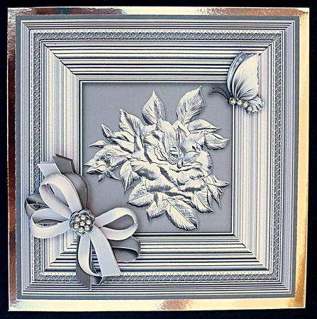 Ivory Roses in a Frame 8in x 8in Decoupage by Suzi Cooper