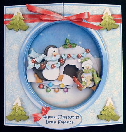 Open Fronts 7x7" Gatefold Card Kit - Christmas Penguins by Suzi Cooper