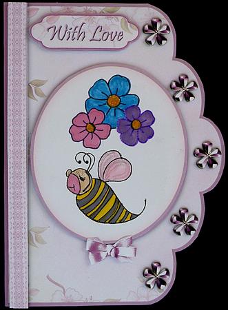 Blooming Bee Stitchery Scallop Edge Card Front by Suzi Cooper