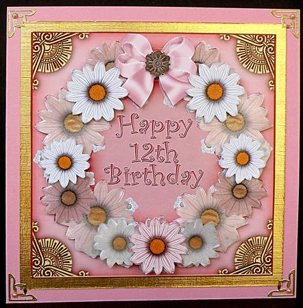 Pink Day Happy 12th Birthday Decoupage Ring Sheet by Suzi Cooper