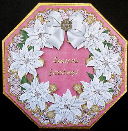 White Poinsettia Cerise Octagon 8inch Frame Picture Sheet by Suzi Cooper