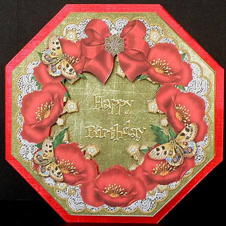 Red Poppy Olive Octagon 8inch Frame Picture Sheet by Suzi Cooper