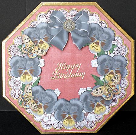 Silver Pansy Red Octagon 8inch Frame Picture Sheet by Suzi Cooper