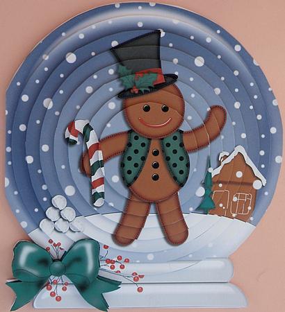 3D Xmas Gingerbread Man Snowglobe Circle Pyramage Card Kit by Suzi Cooper