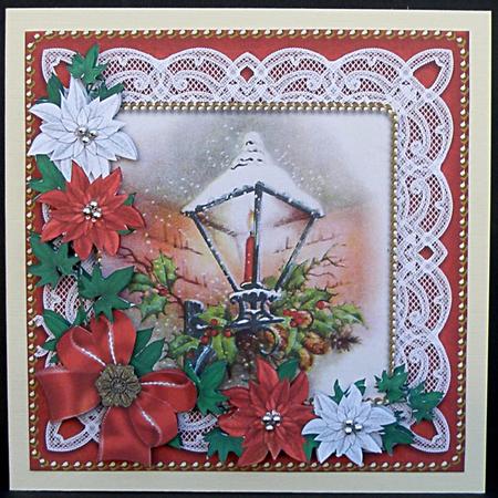 Christmas Lantern Poinsettia Decoupage Step by Step Sheet by Suzi Cooper