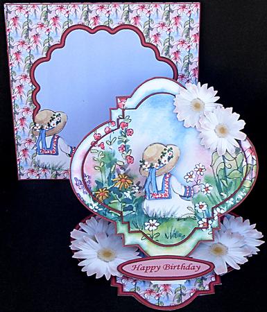 Sitting in the Flowers Bracket Shaped Easel Card Kit by Suzi Cooper