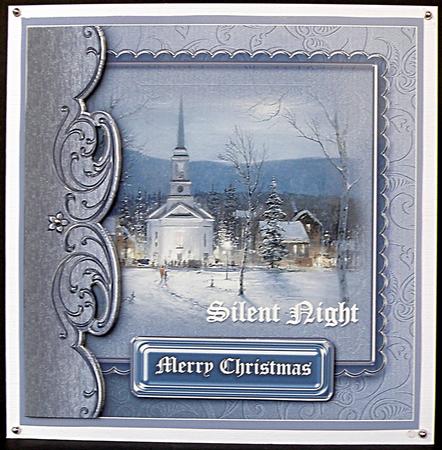 Silent Night Snow Scene 8in x 8in Decoupage by Suzi Cooper