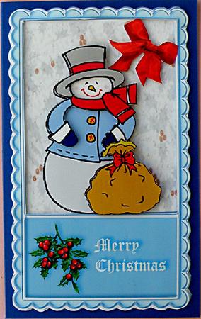 Snowman Christmas Frame Blue by Suzi Cooper