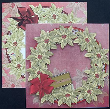 Gold Red Poinsettias 8in Decoupage 3D Ring Card Kit by Suzi Cooper
