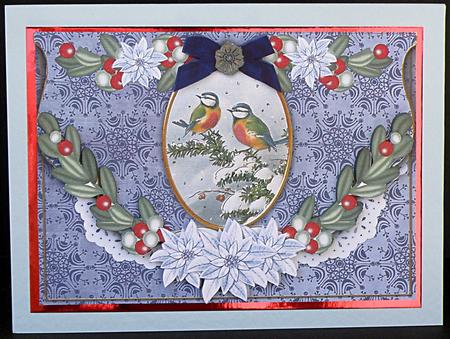 Christmas Blue Tits Fancy Flap Decoupage Step by Step Sheet by Suzi Cooper