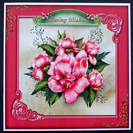 The Glorious Rose Square Card Front with Step by Step by Suzi Cooper