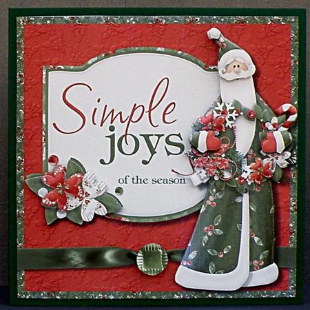 Green Santa with Wreath Joys of the Season Card Front by Suzi Cooper