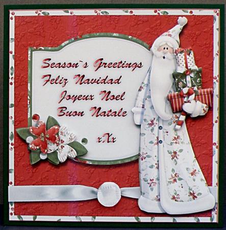 White Santa Multilingual Greetings Square Card Front by Suzi Cooper