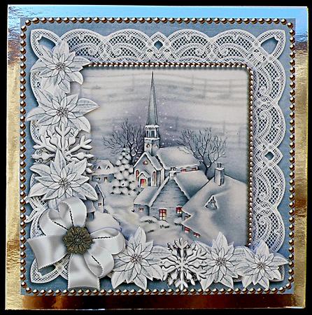 Blue Village Ice Poinsettia Decoupage Step by Step Sheet by Suzi Cooper