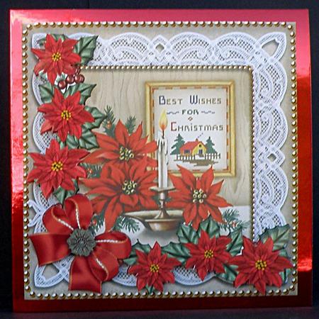 Best Wishes Poinsettias Step by Step Decoupage Sheet by Suzi Cooper