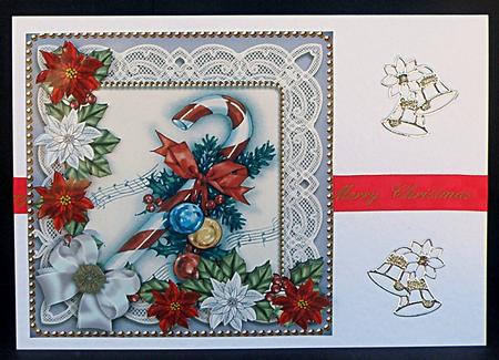 Candy Cane Poinsettias Step by Step Decoupage Sheet by Suzi Cooper