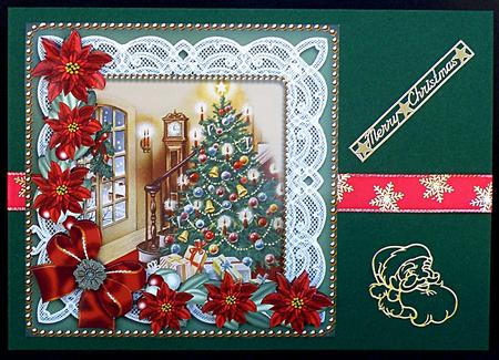 Christmas Tree 1 Poinsettias Step by Step Decoupage Sheet by Suzi Cooper