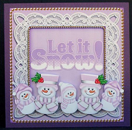 Christmas Lilac Snowmen Step by Step Decoupage Sheet by Suzi Cooper