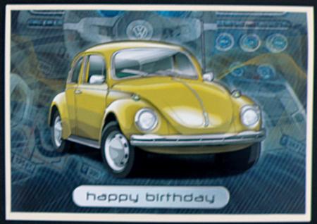 Happy Birthday Brother Volkswagen Beetle Classic Yellow by Suzi Cooper