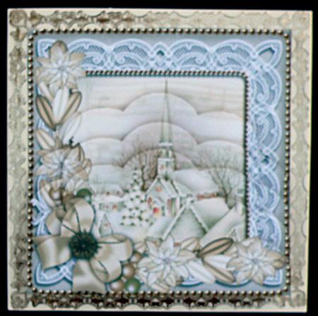 Cream Village Church Poinsettia 5in Scallop Bottom Stacker by Suzi Cooper