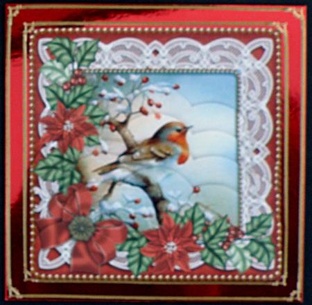 Red Robin Red Poinsettia 5in Scallop Bottom Stacker by Suzi Cooper