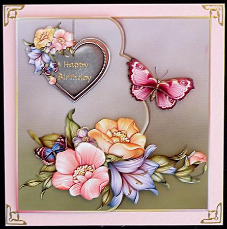 Floral and Butterflies Small Scalloped Edge Envelope Card by Suzi Cooper