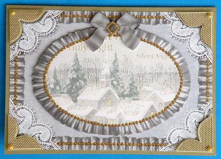 Silent Night Church Lace N Ruffles Card Front Step by Step by Suzi Cooper