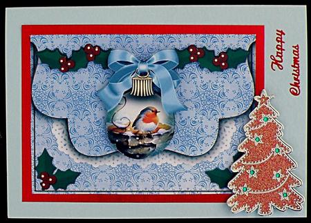 Blue Robin Bauble Flap Decoupage Step by Step Sheet by Suzi Cooper