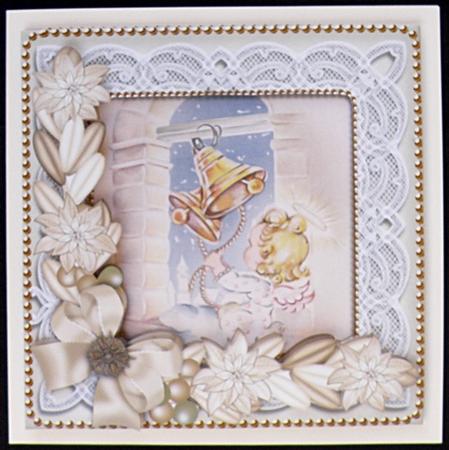 Angel Bell Pulling Poinsettia Reverse Decoupage Step by Step by Suzi Cooper