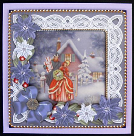 Christmas Couple Poinsettia Reverse Decoupage Step by Step by Suzi Cooper