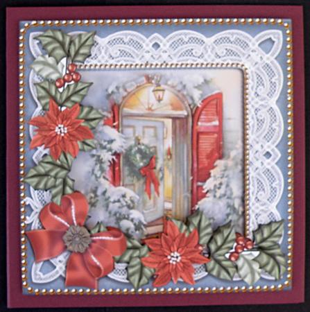Christmas Door Poinsettia Reverse Decoupage Step by Step by Suzi Cooper