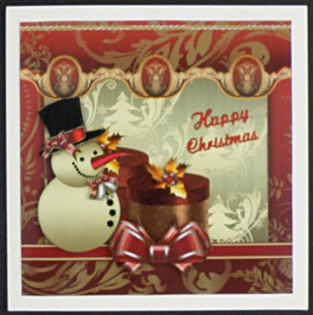 Red and Gold Effect Snowman Card by Suzi Cooper
