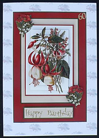 Pretty Vintage Birthday Flowers Pyramid/Decoupage Topper by Suzi Cooper
