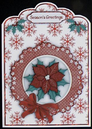 Christmas Poinsettia Scallop Top Card Front and Step by Step by Suzi Cooper